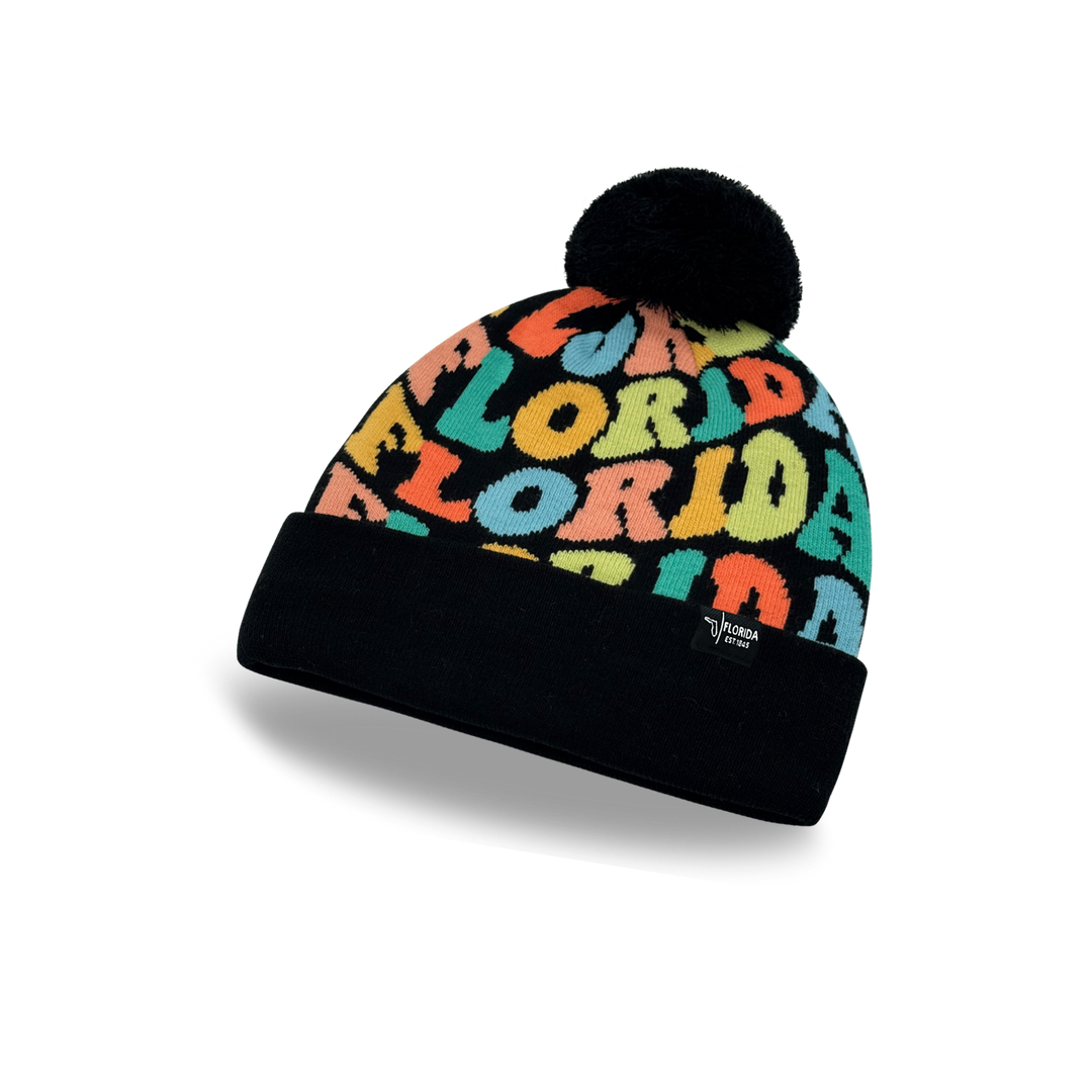 FLORIDA Colorful Pom Pom Beanie - Warm Knitted Winter Hat