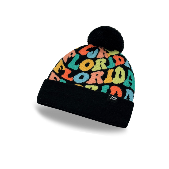 FLORIDA Colorful Pom Pom Beanie - Warm Knitted Winter Hat