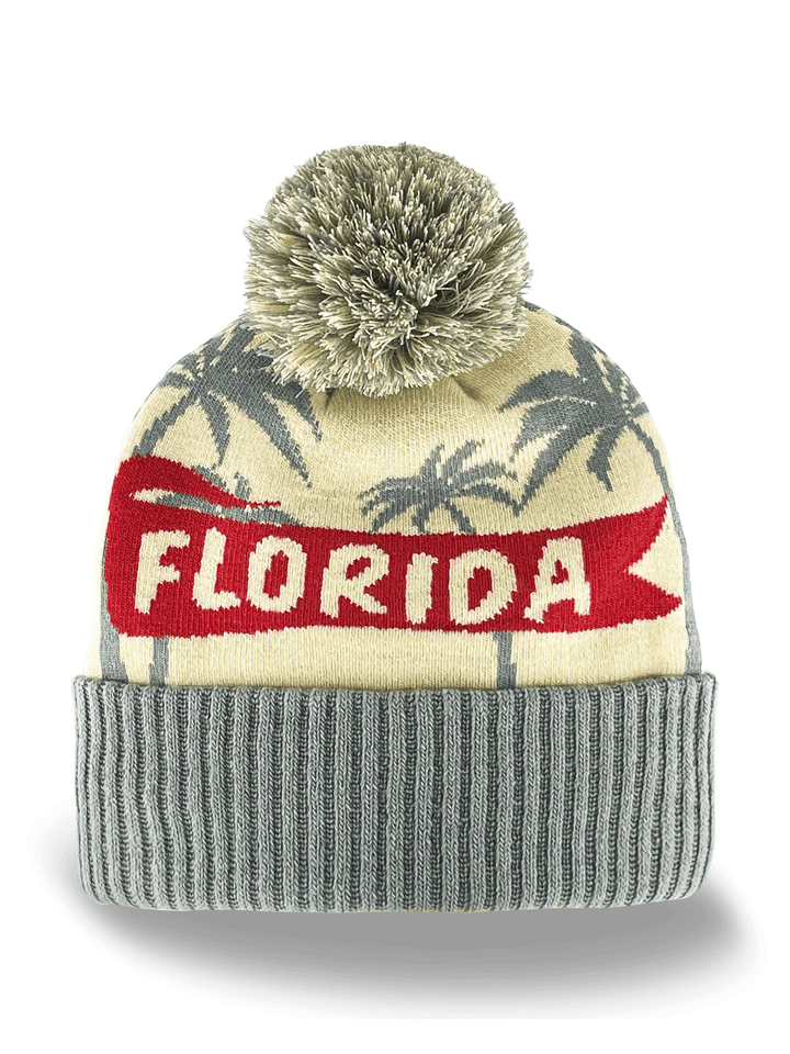 Louisiana Knit Beanie Hat with Stars Pattern Winter Pom Pom Cap