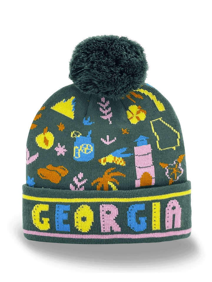 Georgia State Knit Beanie Hat with Pom Pom | Peach Nature Travel Gift