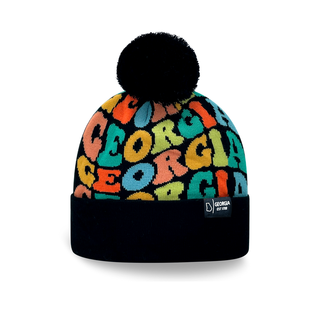 GEORGIA Colorful Pom Pom Beanie - Warm Knitted Winter Hat