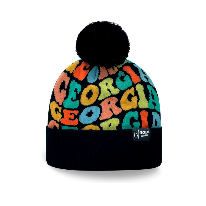 GEORGIA Colorful Pom Pom Beanie - Warm Knitted Winter Hat