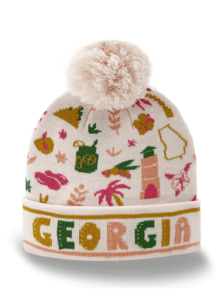 Georgia State Knit Beanie Hat with Pom Pom | Peach Nature Travel Gift