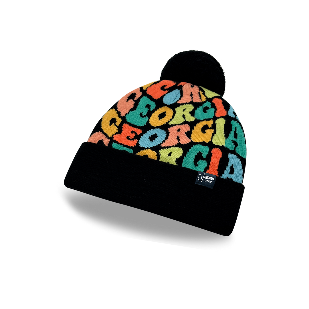 GEORGIA Colorful Pom Pom Beanie - Warm Knitted Winter Hat