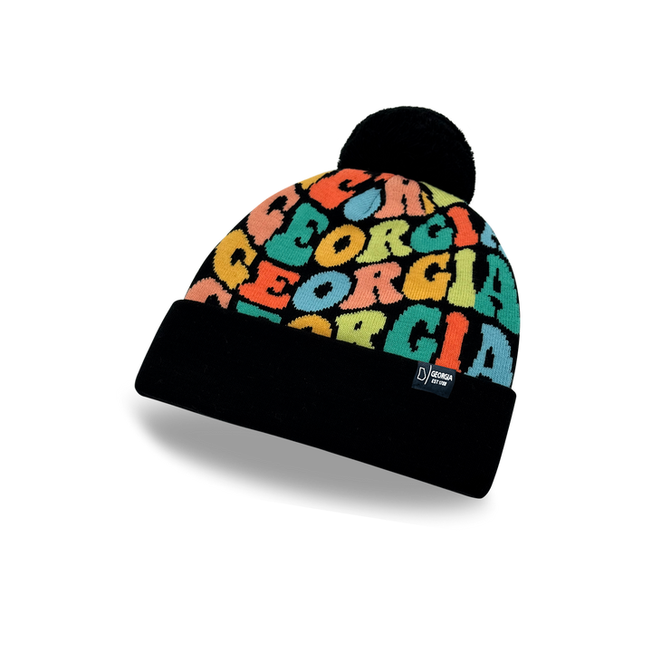 GEORGIA Colorful Pom Pom Beanie - Warm Knitted Winter Hat