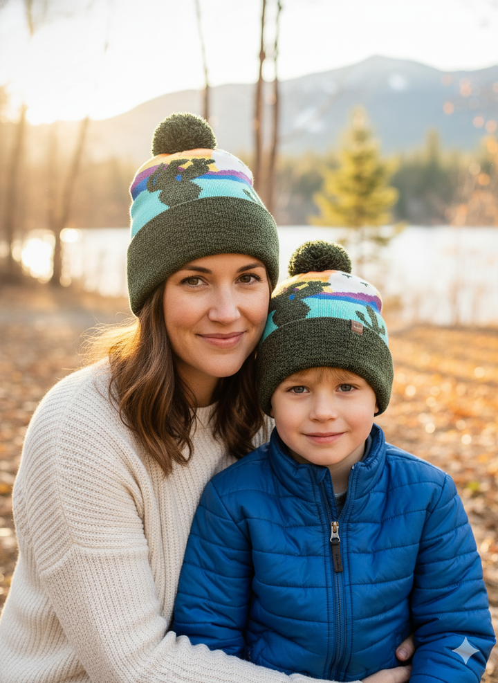 Kid Cactus Pom Beanie Warm Winter Knit Hat for Outdoor Adventure