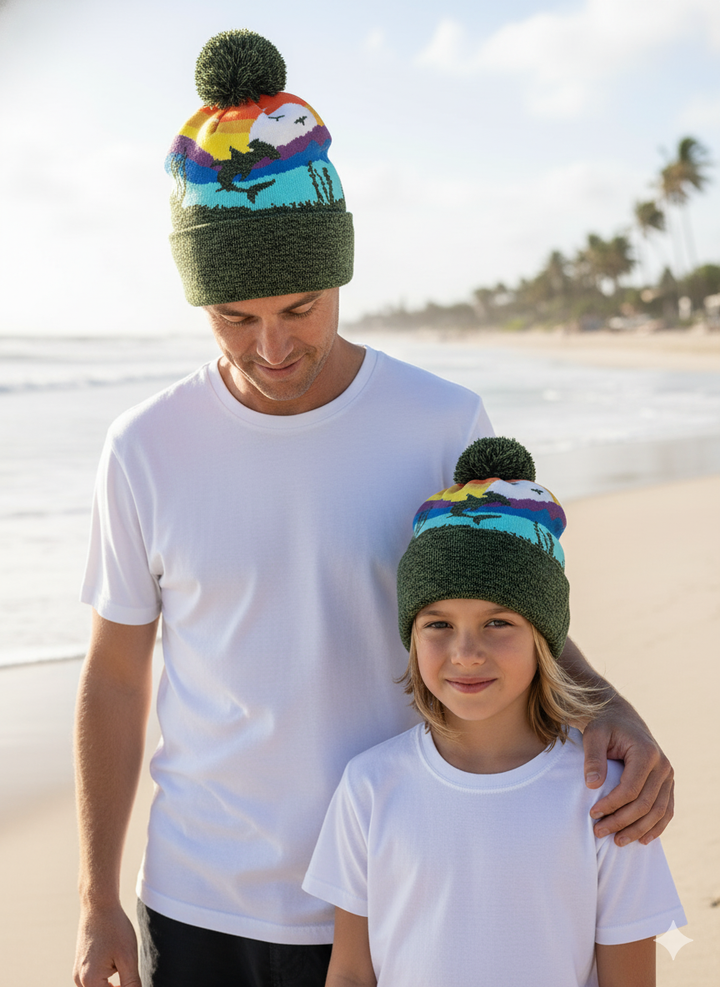 Kid Shark Pom Beanie Warm Winter Knit Hat for Ocean Adventure