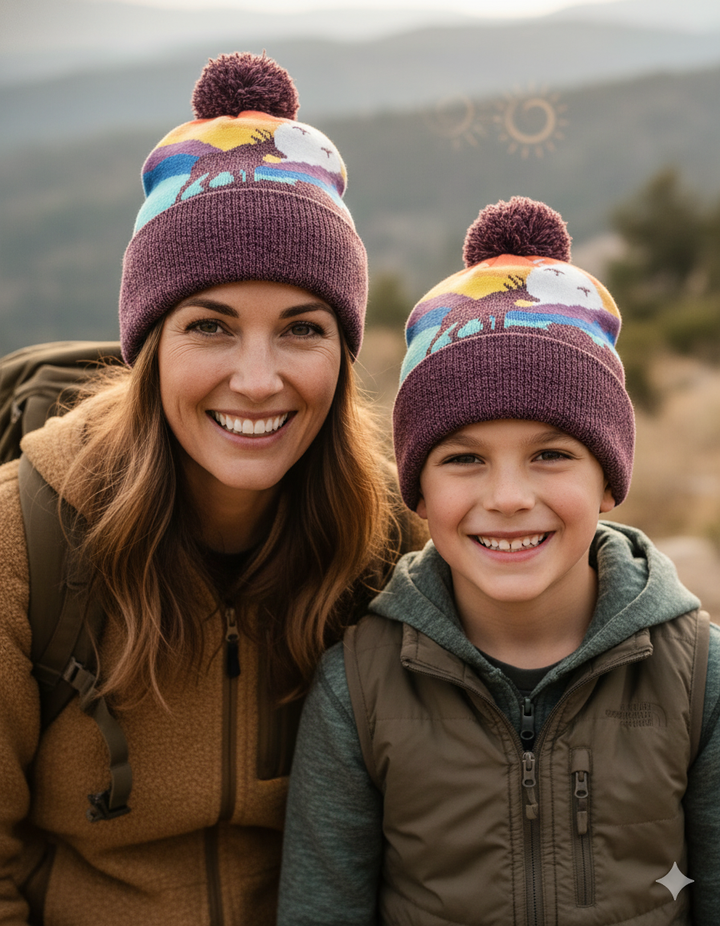 Kid Pronghorn Pom Beanie Warm Winter Knit Hat for Outdoor Adventure