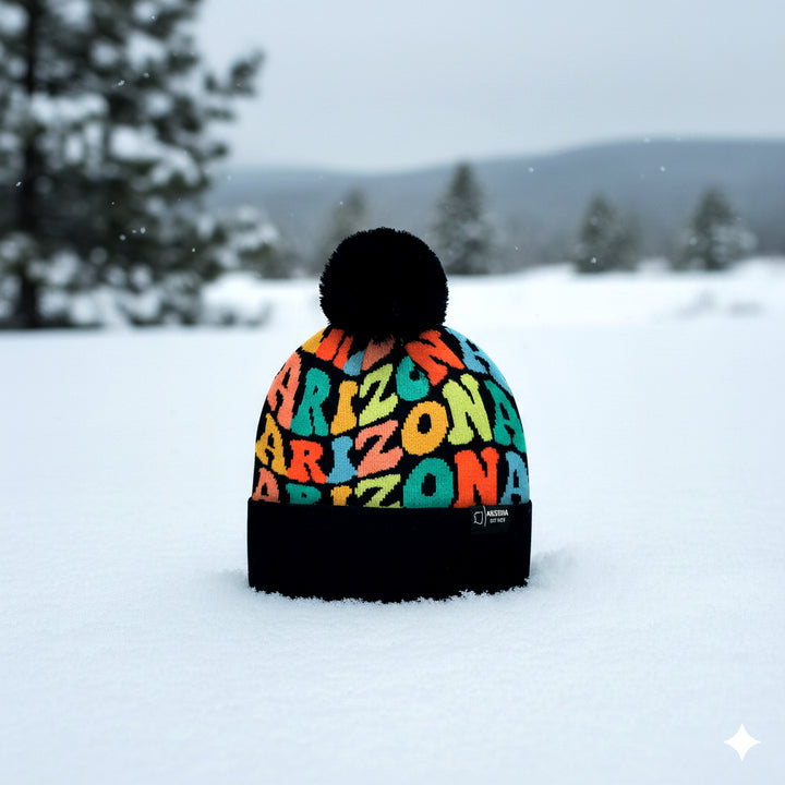 ARIZONA Colorful Pom Pom Beanie - Warm Knitted Winter Hat