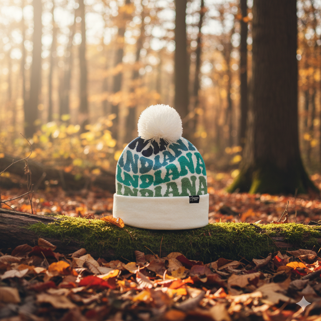 INDIANA Colorful Pom Pom Beanie - Warm Knitted Winter Hat