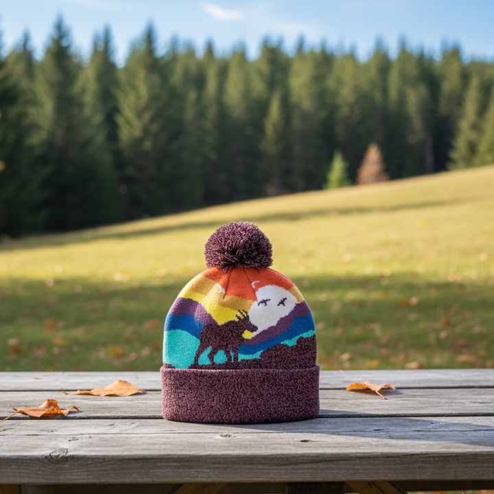 Kid Pronghorn Pom Beanie Warm Winter Knit Hat for Outdoor Adventure