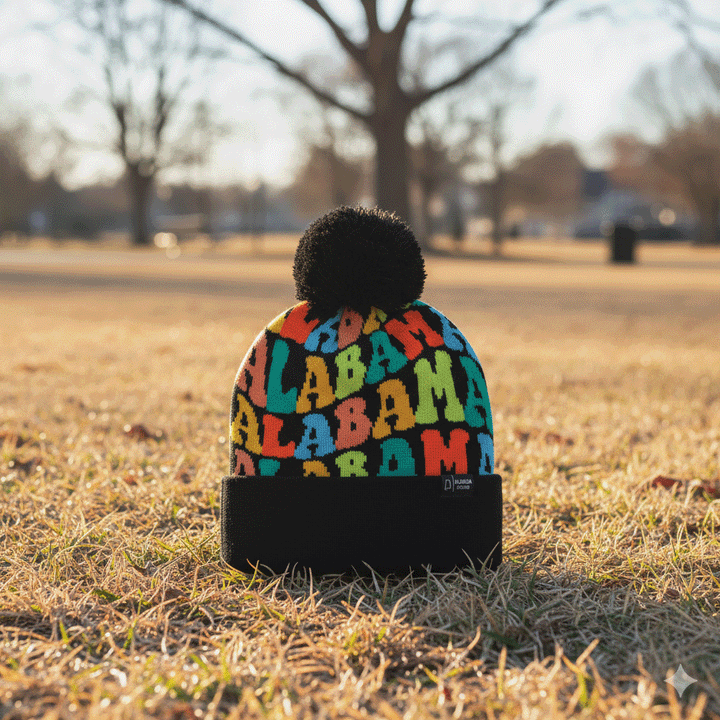 ALABAMA Colorful Pom Pom Beanie Hat - Warm Knitted Winter hat