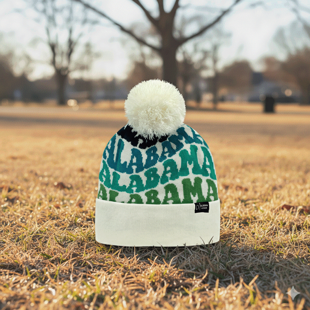 ALABAMA Colorful Pom Pom Beanie Hat - Warm Knitted Winter hat