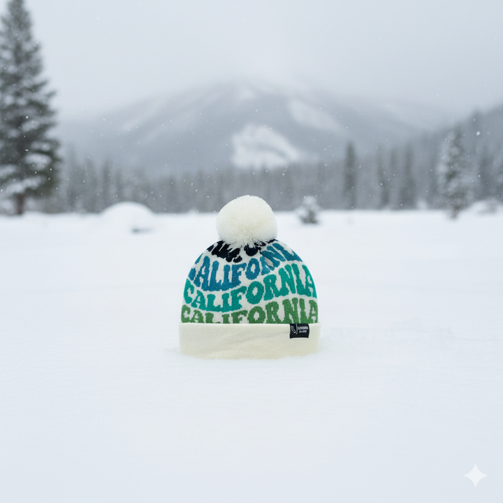 CALIFORNIA Colorful Pom Pom Beanie - Warm Knitted Winter Hat