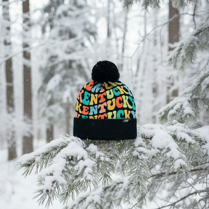 KENTUCKY Colorful Pom Pom Beanie - Warm Knitted Winter Hat