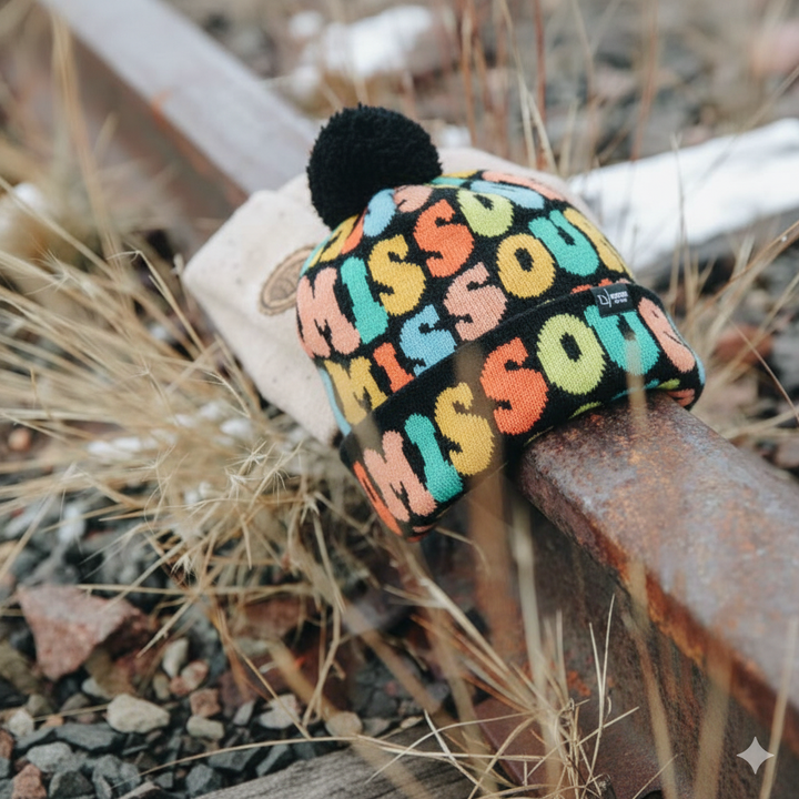 MISSOURI Colorful Pom Pom Beanie - Warm Knitted Winter Hat