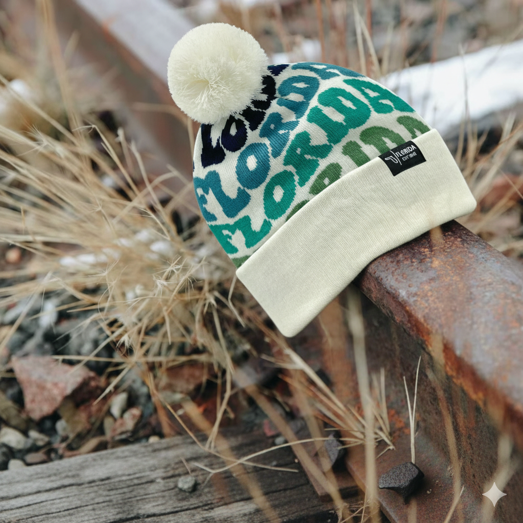 FLORIDA Colorful Pom Pom Beanie - Warm Knitted Winter Hat