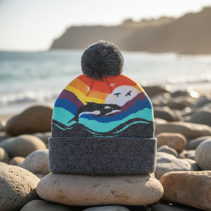Orca Kids Beanie Hat – Colorful Knit Winter Hat for Little Ocean Explorers