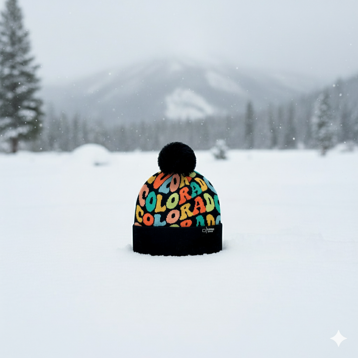 COLORADO Colorful Pom Pom Beanie - Warm Knitted Winter Hat