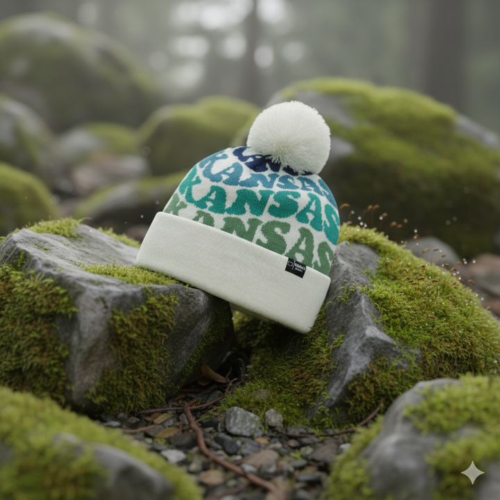 KANSAS Colorful Pom Pom Beanie - Warm Knitted Winter Hat