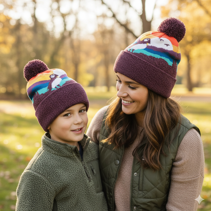 Atlantic Puffin Kids Beanie Hat – Cute Winter Knit Hat for Children