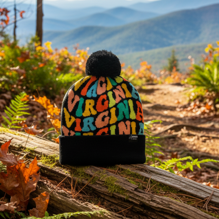 Virginia Colorful Letter Beanie Winter Knit Hat with Pom Pom for Cold Weather