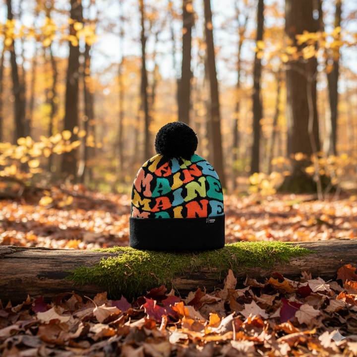 MAINE Colorful Winter Beanie Hat with Pom Pom - Cozy Knit Winter Hat