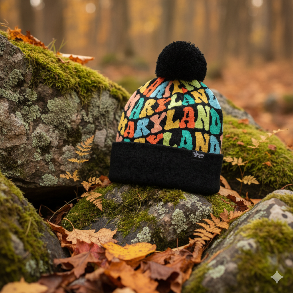 MARYLAND Colorful Knit Pom Pom Beanie - Warm Retro Winter Hat