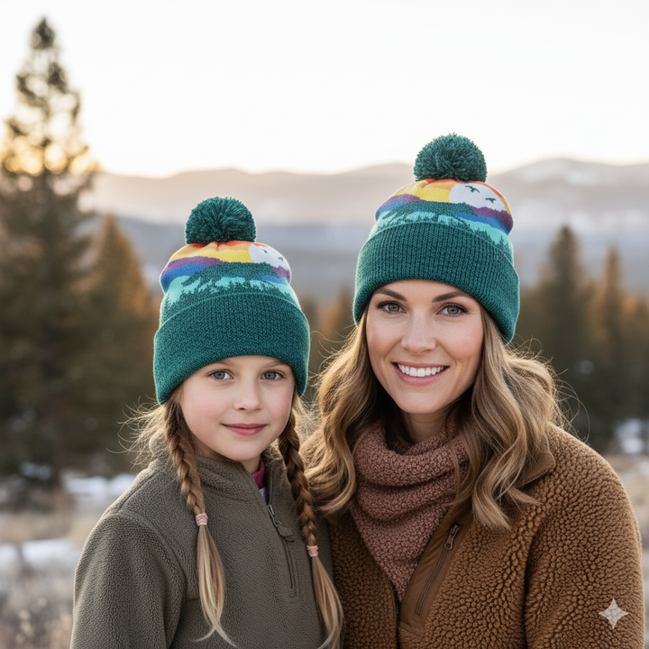 Gray Wolf Kids Beanie Hat – Warm Winter Knit Hat for Outdoor Adventure