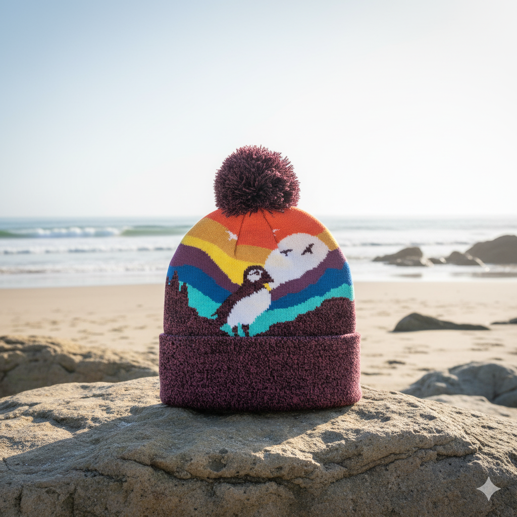Atlantic Puffin Kids Beanie Hat – Cute Winter Knit Hat for Children