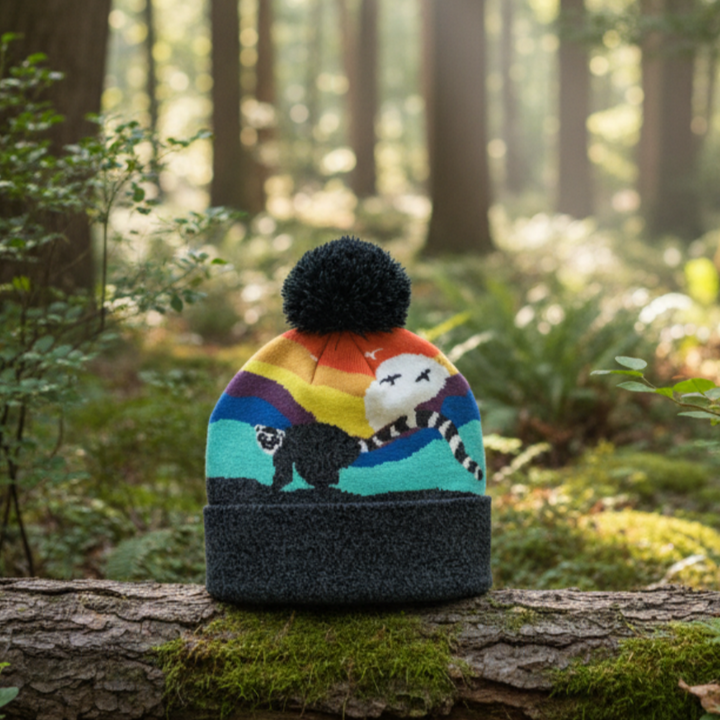 Ring-Tailed Lemur Kids Beanie Hat – Colorful Knit Winter Hat for Little Explorers