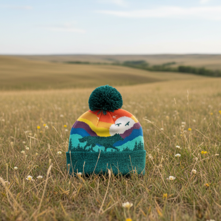 Gray Wolf Kids Beanie Hat – Warm Winter Knit Hat for Outdoor Adventure