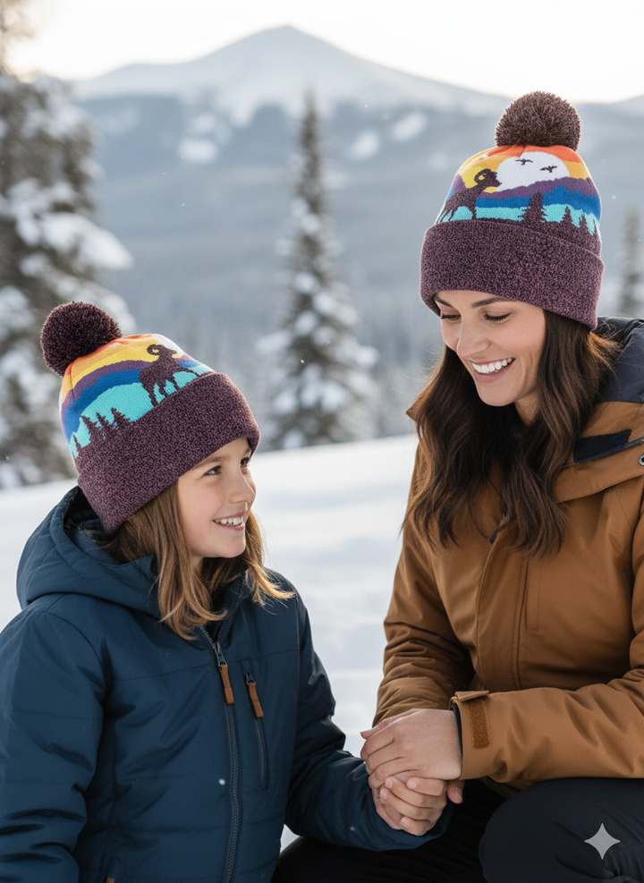 Bighorn Sheep Kids Beanie Hat – Warm Mountain Knit Winter Hat for Children