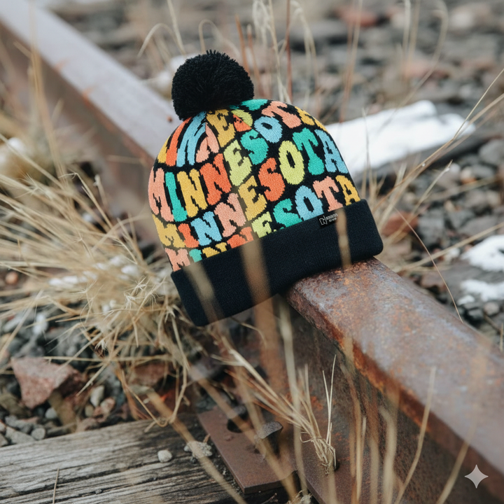 MINNESOTA Colorful Pom Pom Beanie - Warm Knitted Winter Hat