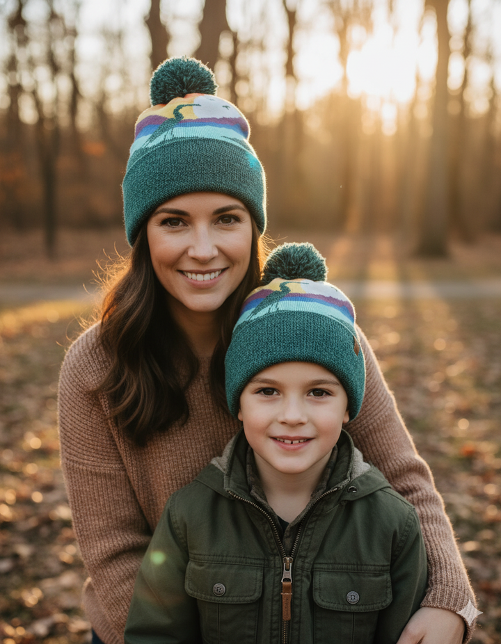 Great Blue Heron Kids Beanie Hat – Colorful Knit Winter Hat for Nature Lovers