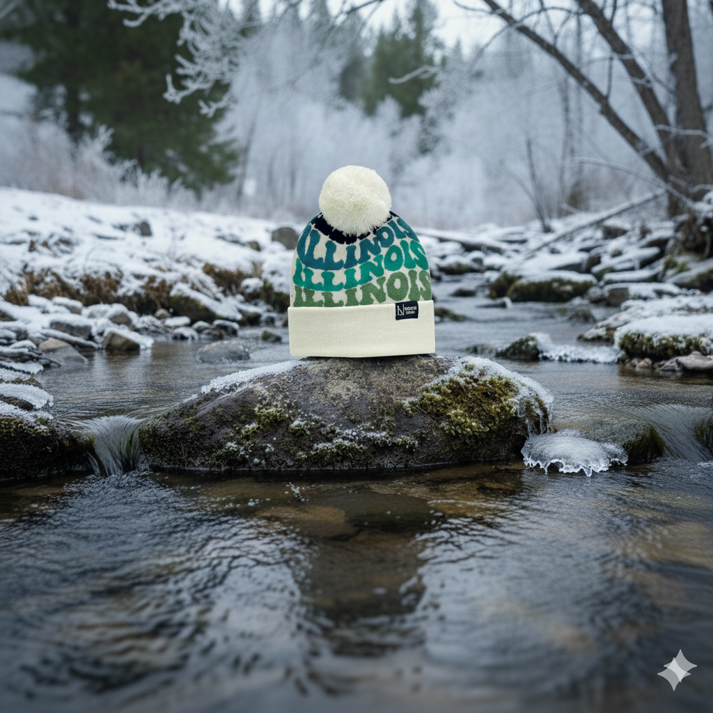 ILLINOIS Colorful Pom Pom Beanie - Warm Knitted Winter Hat