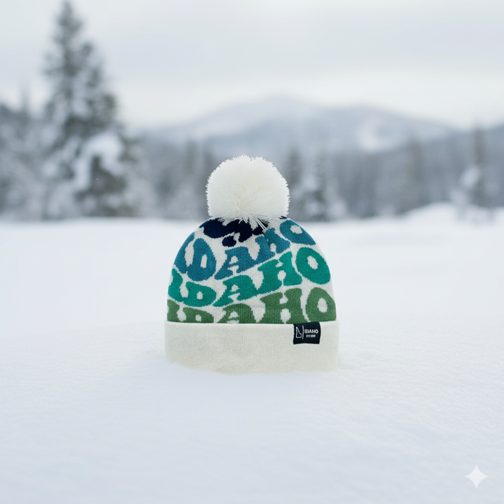 IDAHO Colorful Pom Pom Beanie - Warm Knitted Winter Hat