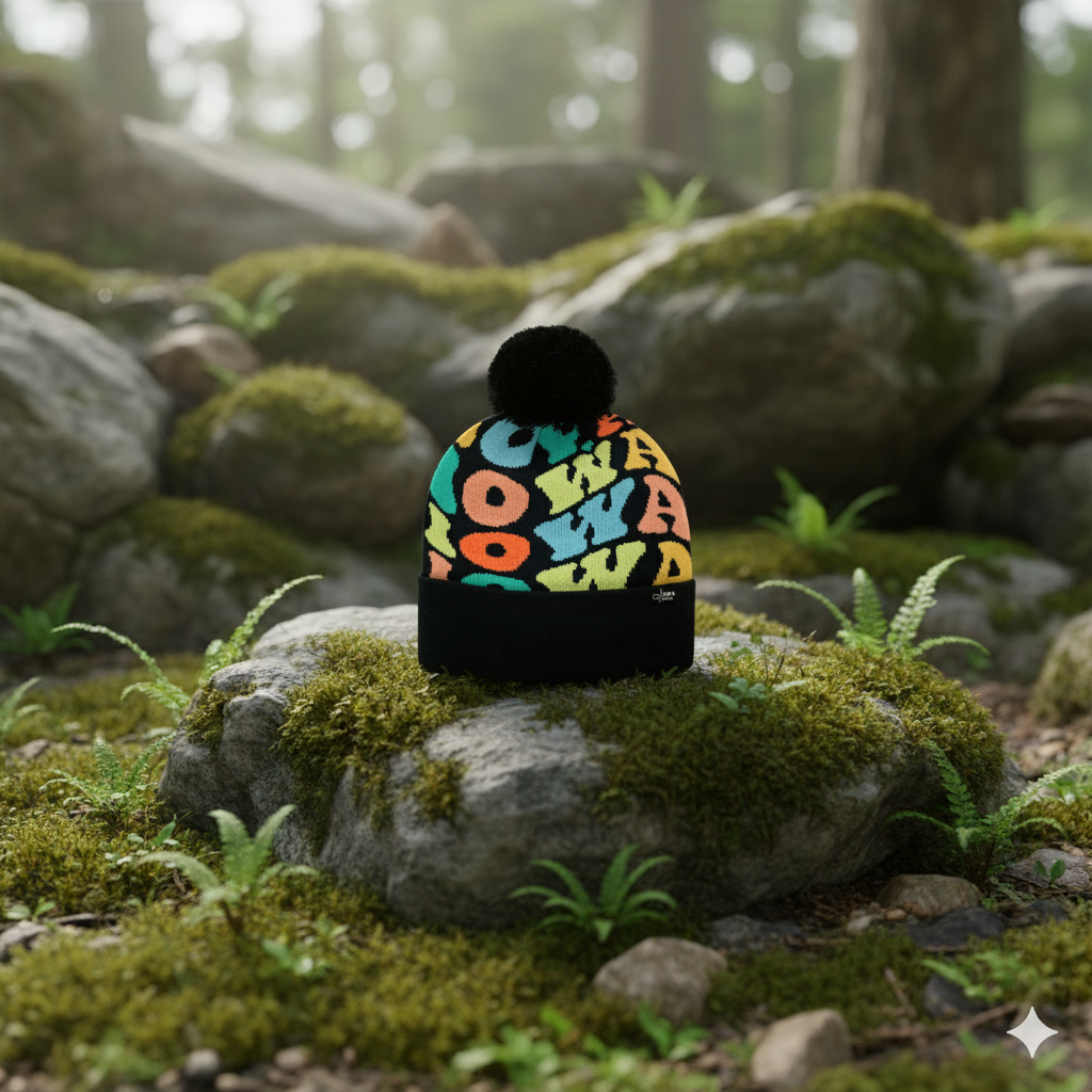 IOWA Colorful Pom Pom Beanie - Warm Knitted Winter Hat