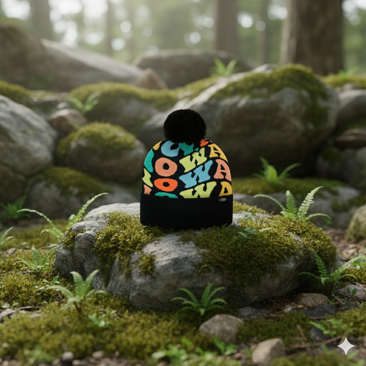 IOWA Colorful Pom Pom Beanie - Warm Knitted Winter Hat