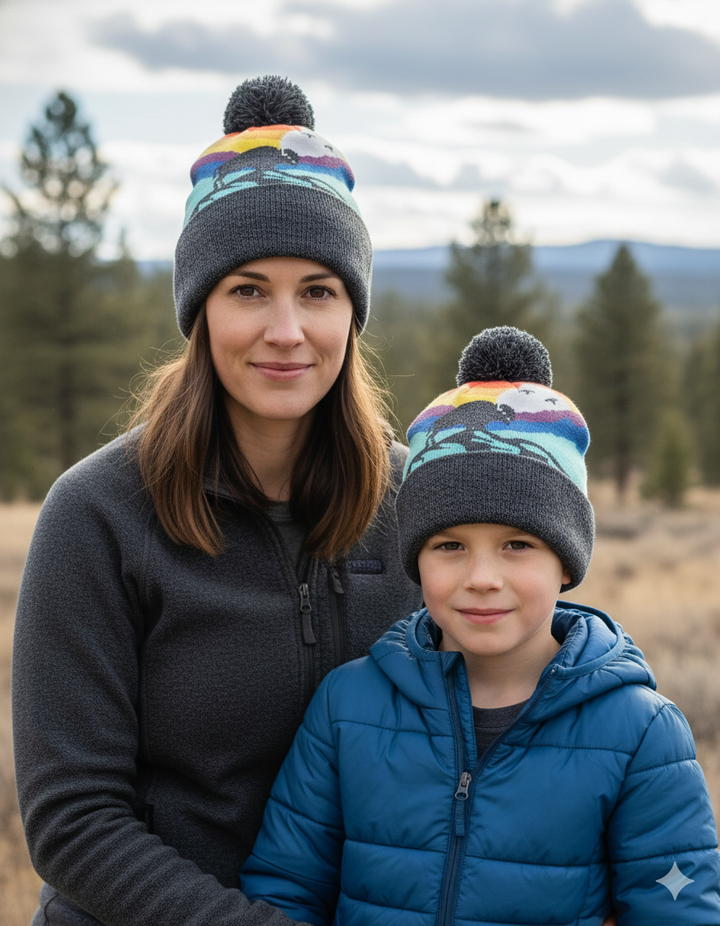 American Bison Kids Beanie Hat – Warm Knit Winter Hat for Little Adventurers