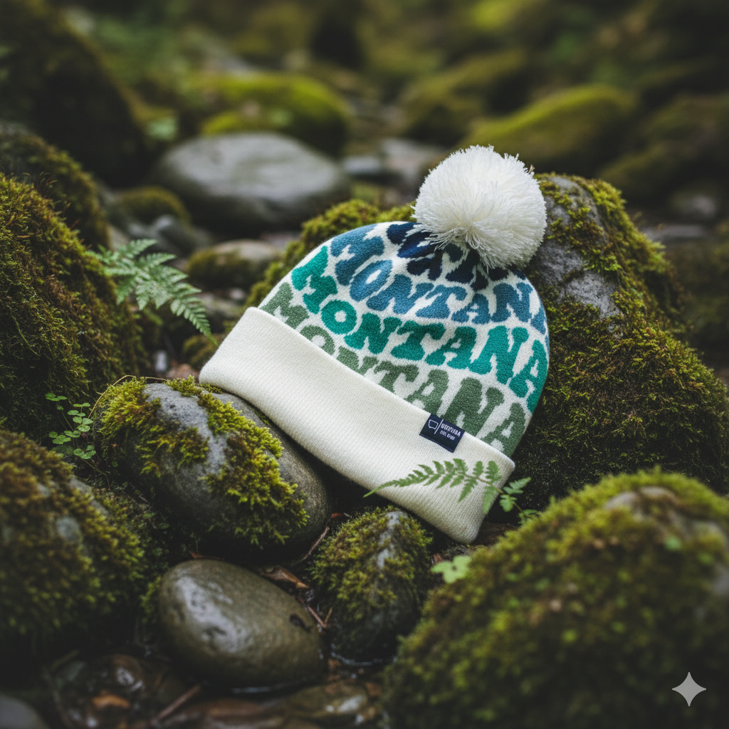 MONTANA Colorful Knit Pom Pom Beanie - Retro Warm Winter Hat