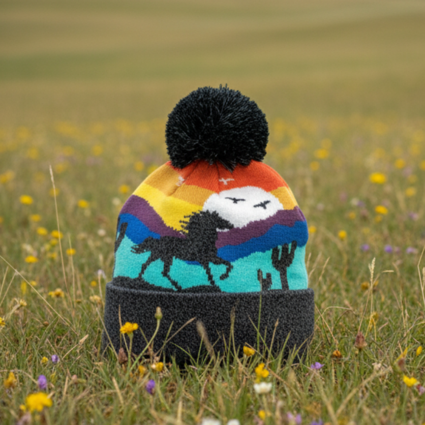 Wild Horse Kids Beanie Hat – Colorful Knit Winter Hat for Little Adventurers