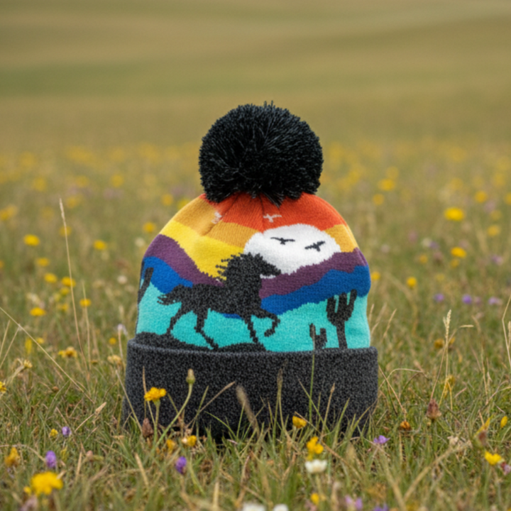 Wild Horse Kids Beanie Hat – Colorful Knit Winter Hat for Little Adventurers