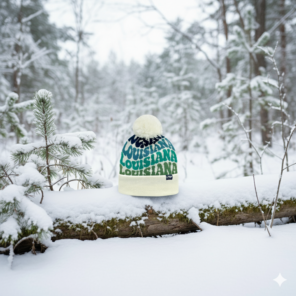 LOUISIANA Colorful Pom Pom Beanie - Warm Knitted Winter Hat