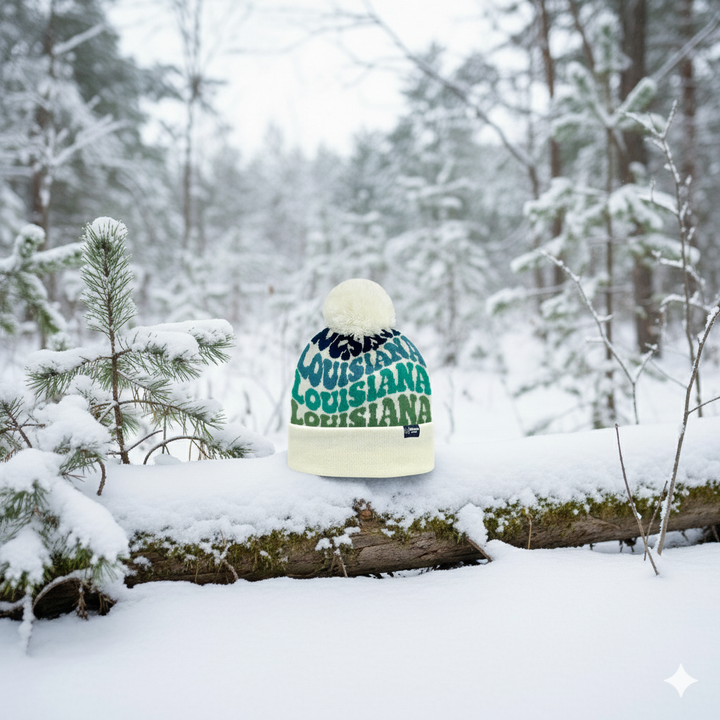 LOUISIANA Colorful Pom Pom Beanie - Warm Knitted Winter Hat