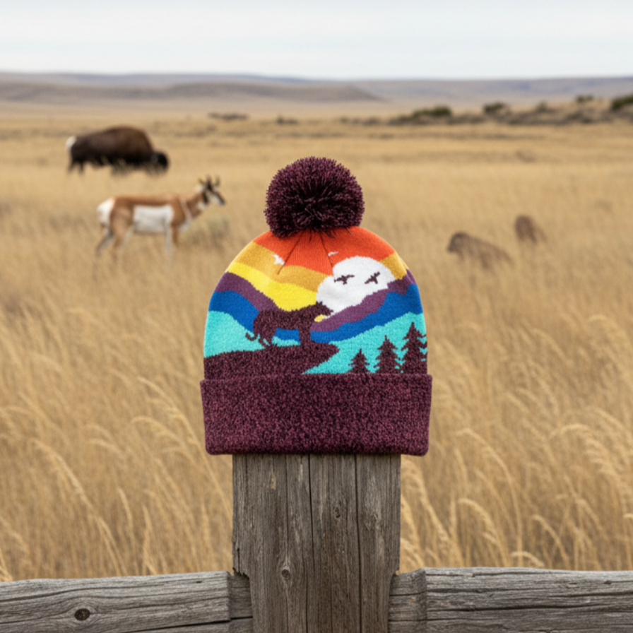 Kid Cheetah Pom Beanie Warm Winter Knit Hat for Outdoor Adventure