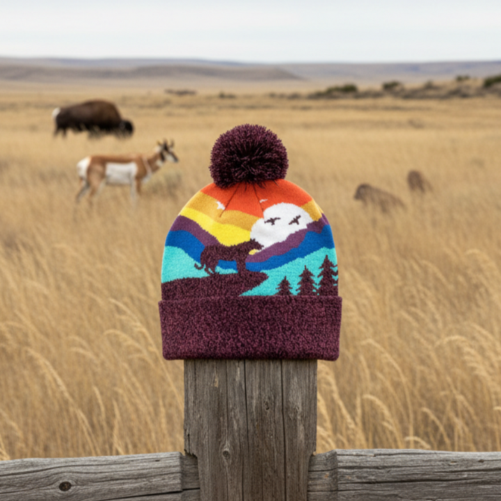 Kid Cheetah Pom Beanie Warm Winter Knit Hat for Outdoor Adventure