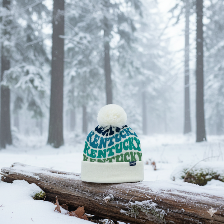 KENTUCKY Colorful Pom Pom Beanie - Warm Knitted Winter Hat