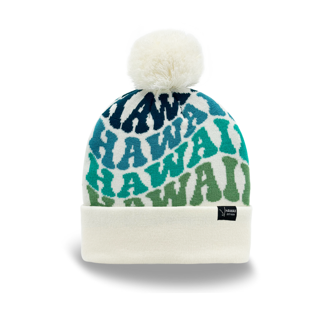 Hawaii Colorful Letter Beanie Winter Knit Hat with Pom Pom for Cold Weather