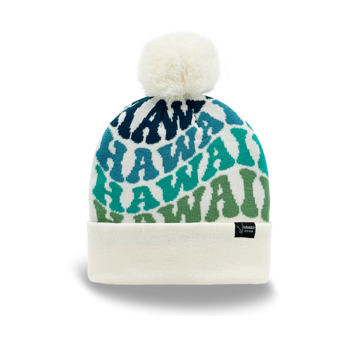 Hawaii Colorful Letter Beanie Winter Knit Hat with Pom Pom for Cold Weather